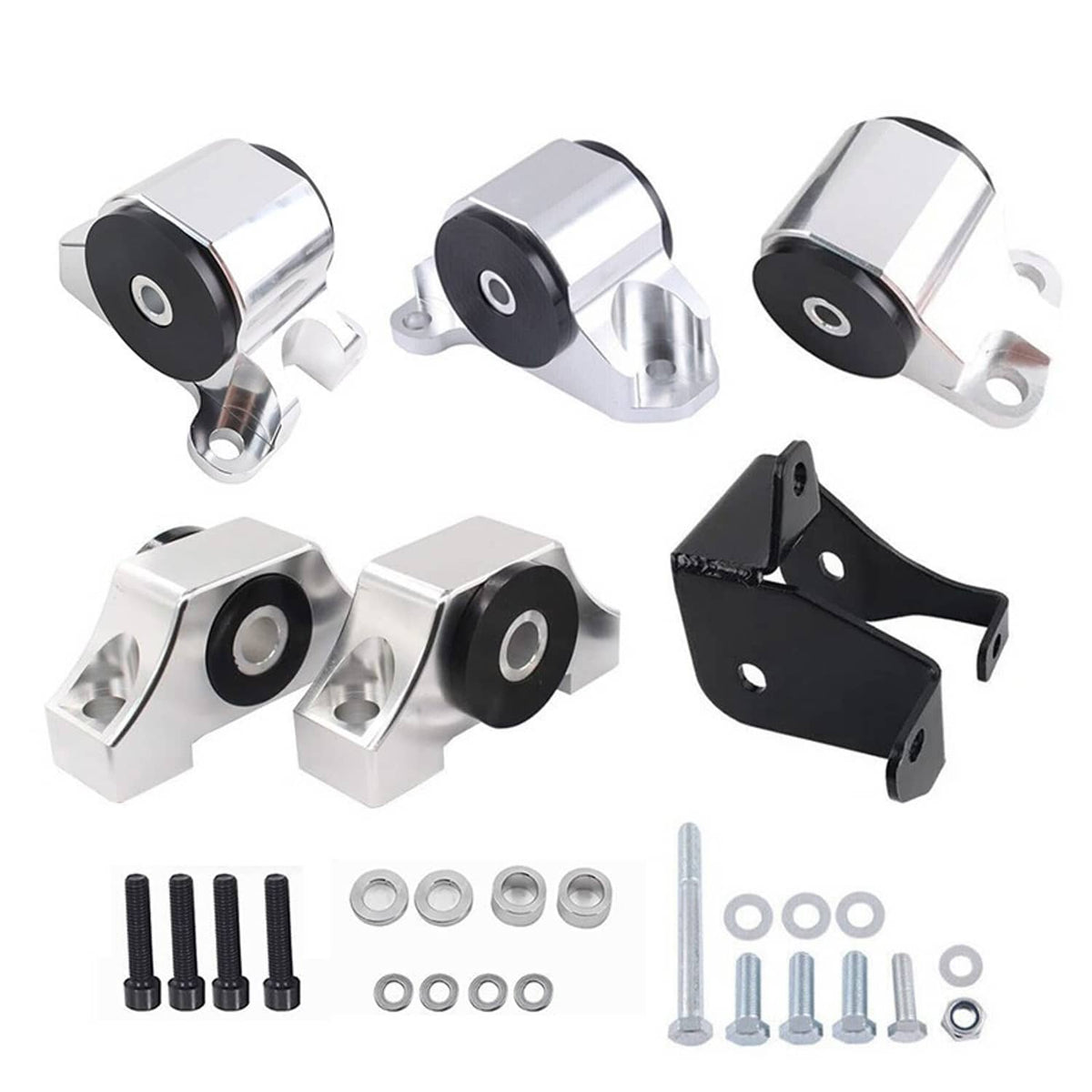 Solidspare 2 Bolt Engine Motor Mount Kit For 1996-00 Civic EK B16 B20 D16 B D Chrome Billet