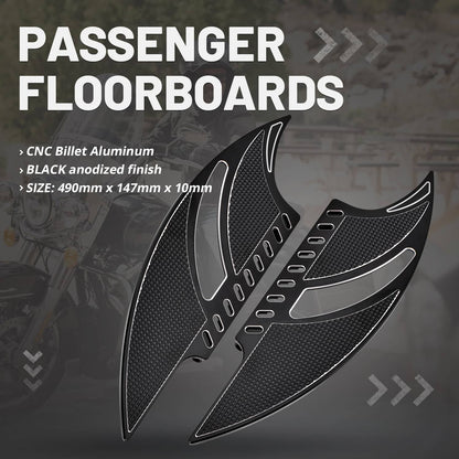 Solidspare Black Driver Stretched Floorboards CNC For Harley Electra Street Road Glide King