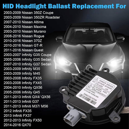 Solidspare HID Xenon Headlight Ballast w/ Igniter Cord Bulb For Nissan Infiniti 28474-89904