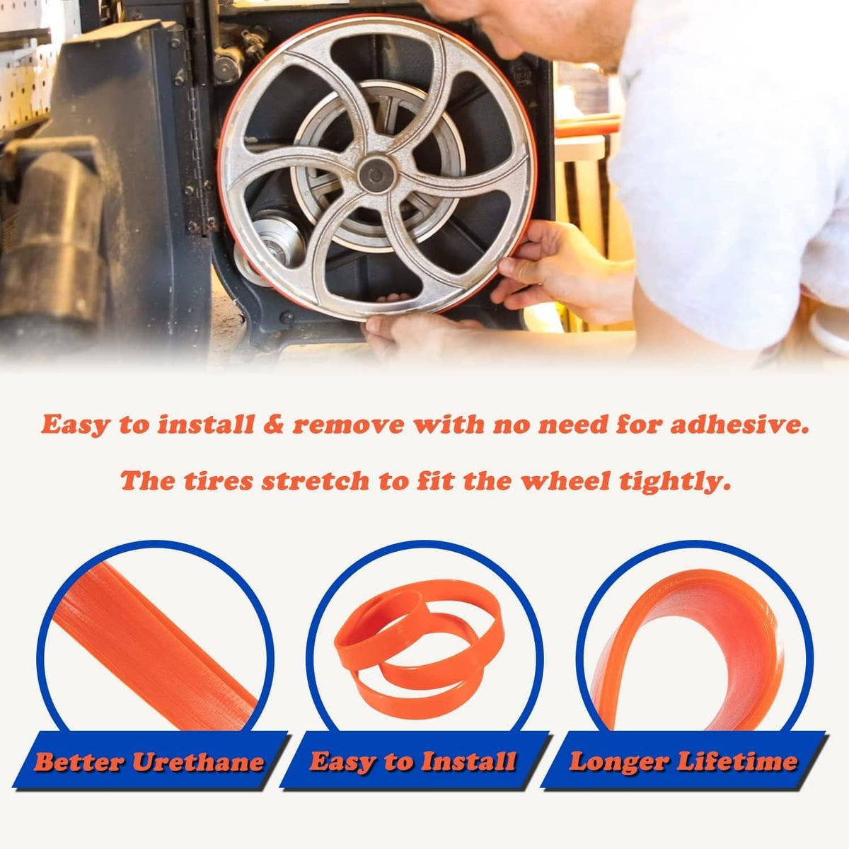 Solidspare 2-Pack Urethane Band Saw Tires, Replace for 14" Delta 905145 Craftsman 3AD92501