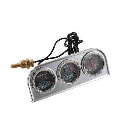 Solidspare 2" 52mm Chrome Car Triple Gauge Set Kit AMP Meter Water Temp Oil Pressure 3 in 1