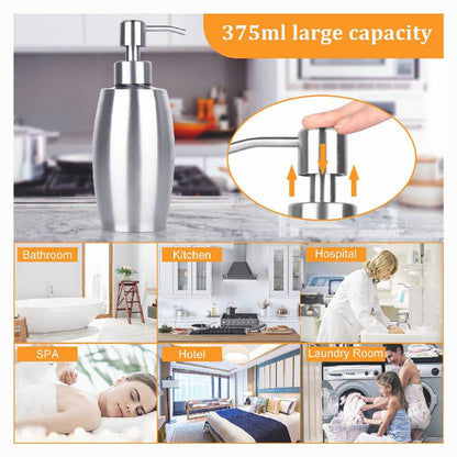 Solid Spare Stainless Steel Lotion / Soap Dispenser Stainless Steel Pump 13 Oz