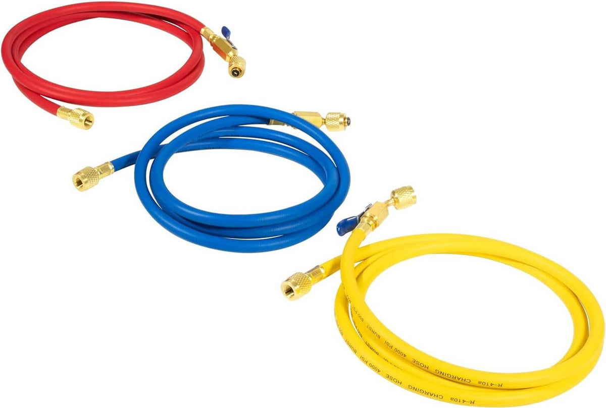 Solidspare 29986 Plus II 72" Hose 1/4" Compact Ball Valve End Refrigerant Charging Hose