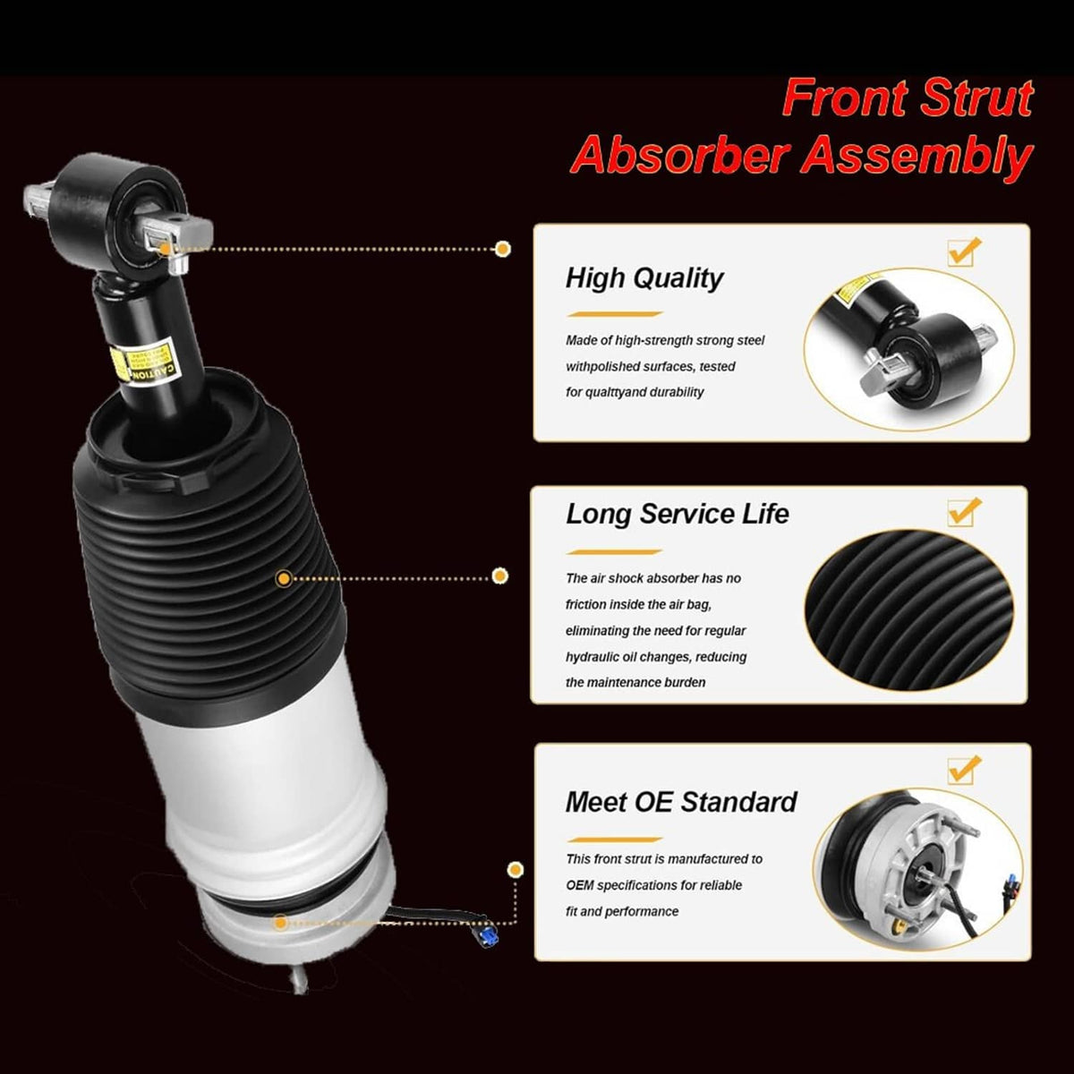 Solidspare Front LH/RH Air Shock Strut w/ Magnetic For 2021-24 Cadillac Escalade GMC Yukon
