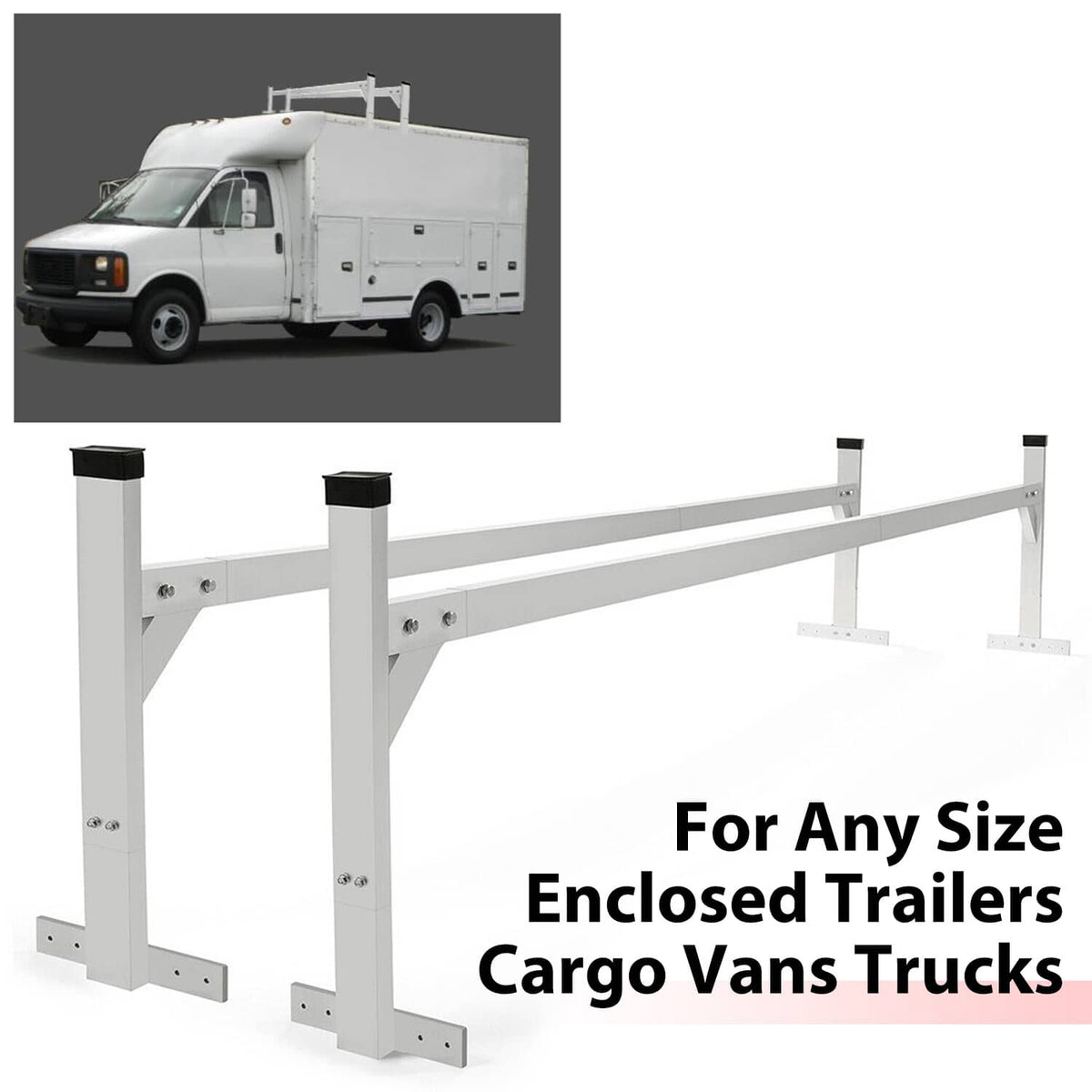 Solidspare Adjustable Roof Mount Ladder Rack Bracket 400 lbs For Universal Trailer 4'-8.5'