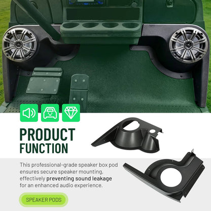 Solidspare For EZGO TXT Golf Cart Speaker Pods Fits 6.5" Speakers Audio Stereo Housings