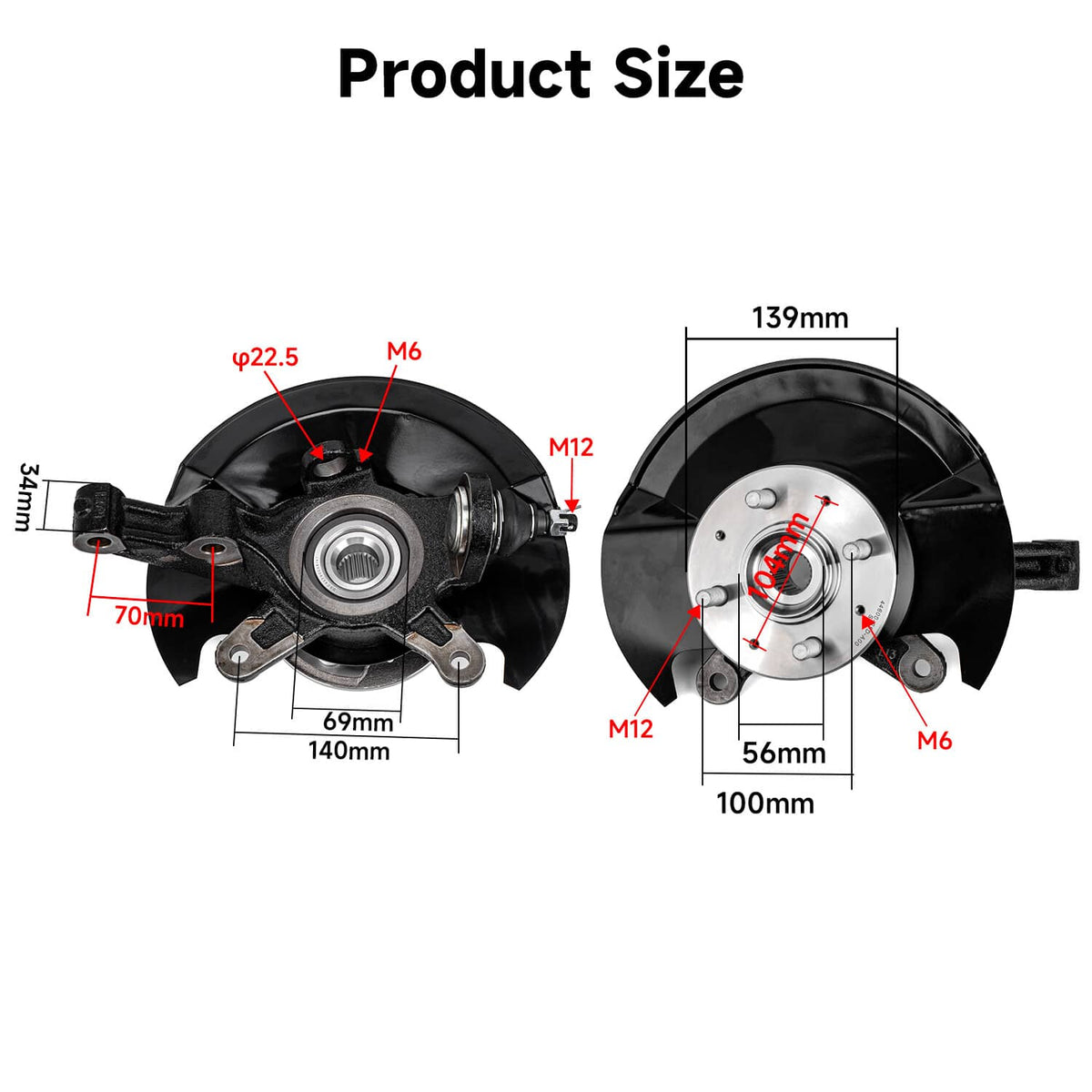 Solidspare Front Wheel Hub Bearing Steering Knuckle For Honda Civic L4 1.7L CNG & Petrol