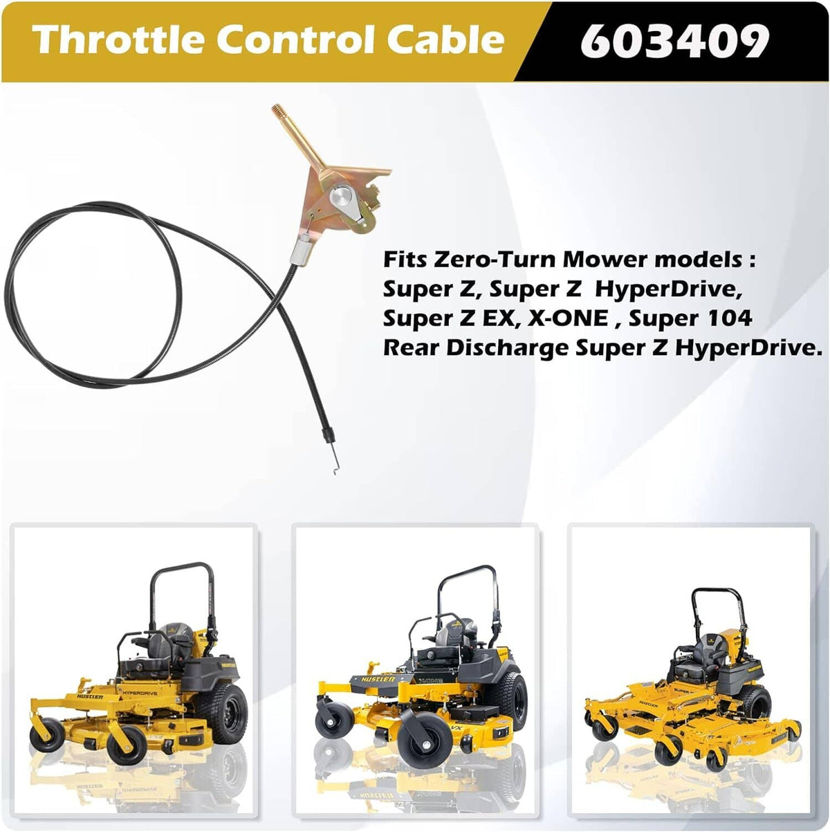 Solid Spare 603409 Throttle Control Cable 16670 for Hustler Zero-turn Mower 60" Super Z HD