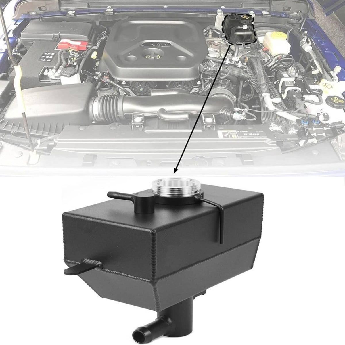 Solidspare Engine Coolant Reservoir 68364312AC For 2018-2024 Jeep Wrangler JL 2.0L Aluminum