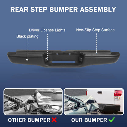 Solidspare Rear Steel Step Bumper For Toyota Tacoma 1995-2004 Truck Black Complete Assembly