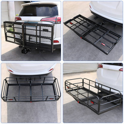 Solidspare 500lbs Car SUV Folding Rack Cargo Basket Trailer Hitch Mount Luggage Carrier New