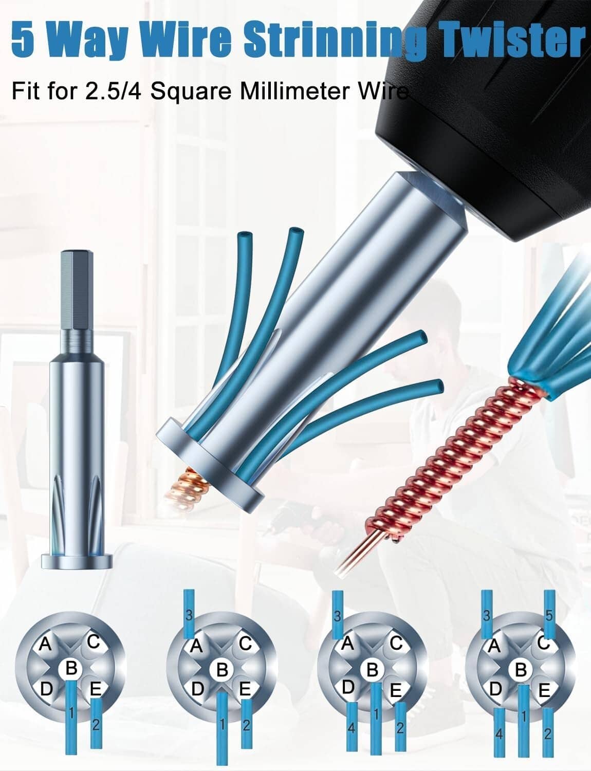 Solid Spare Wire Stripping&Twisting Tool Electrical Drill Wire Stripper Cable Nut Twister S