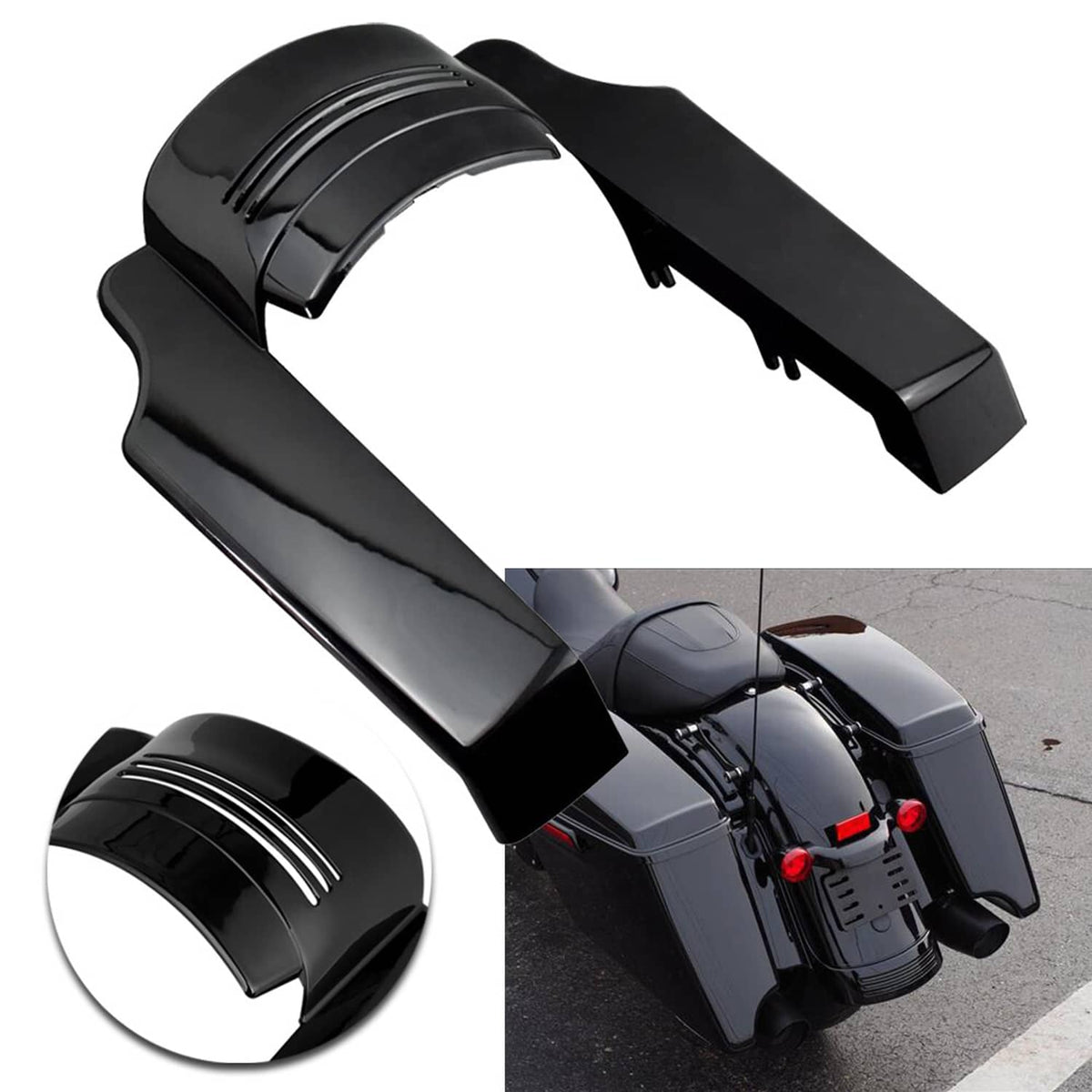 Solidspare ABS Plastic 5" Stretched Rear Fender Extension Filler For Harley Touring 14-Up