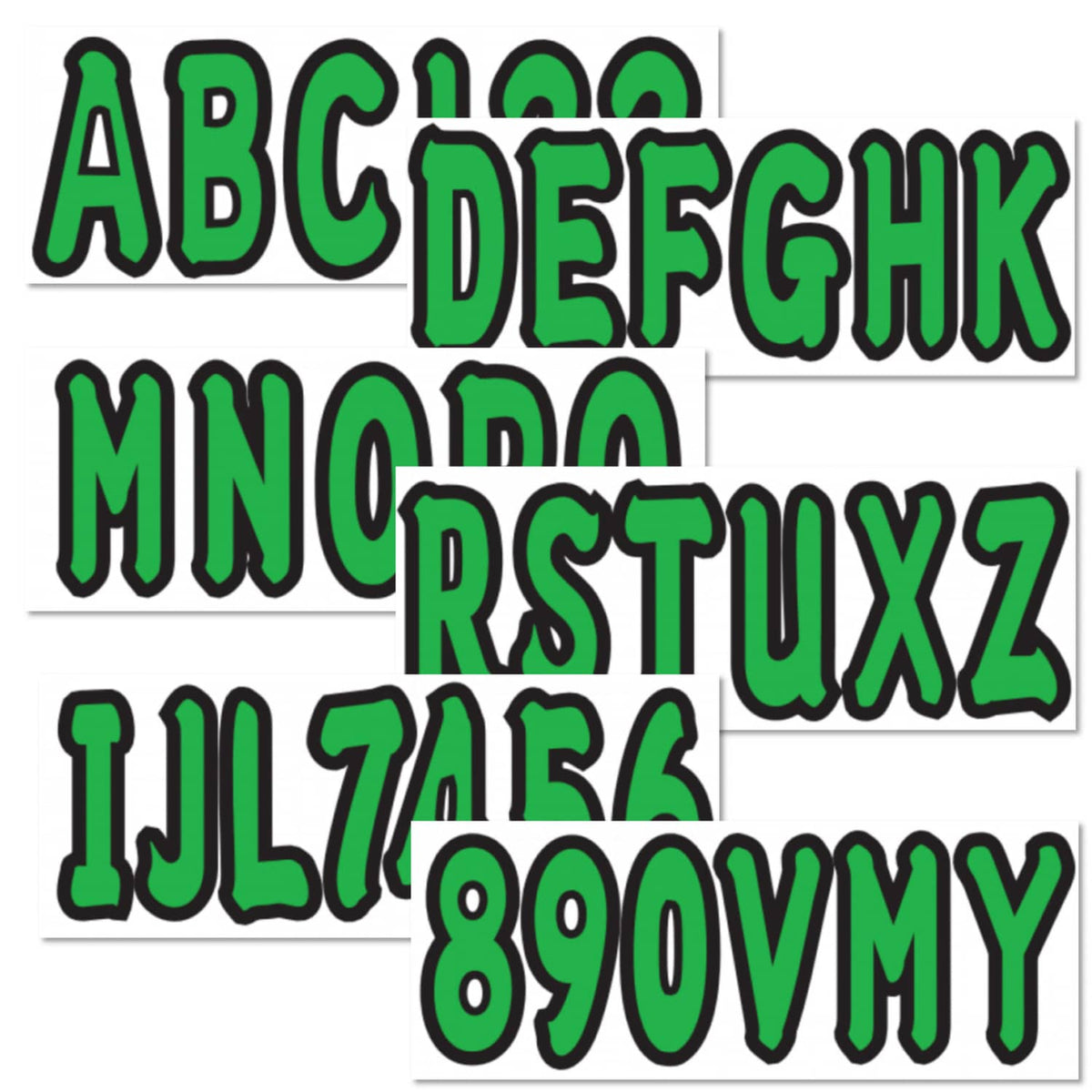 Solid Spare 4 Sets of 3" Marine Boat Sticker Decal A-Z Letters and 0-9 Numbers Green