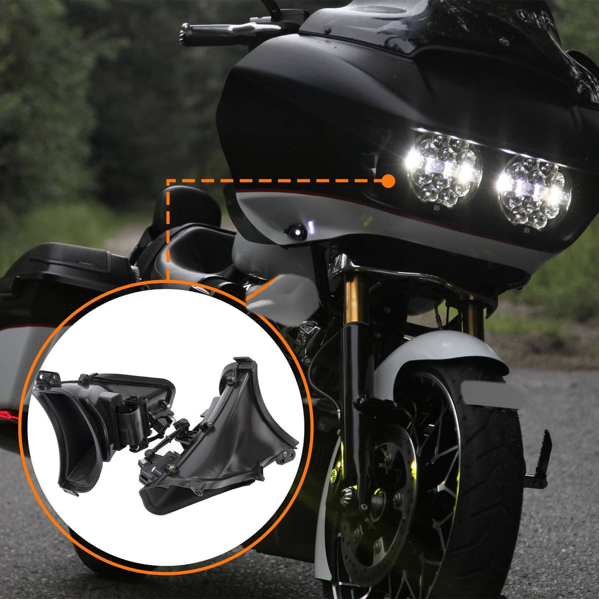 Solidspare Black Front Fairing Air Duct For Harley Touring Road Glide 2015-23 ABS Plastic
