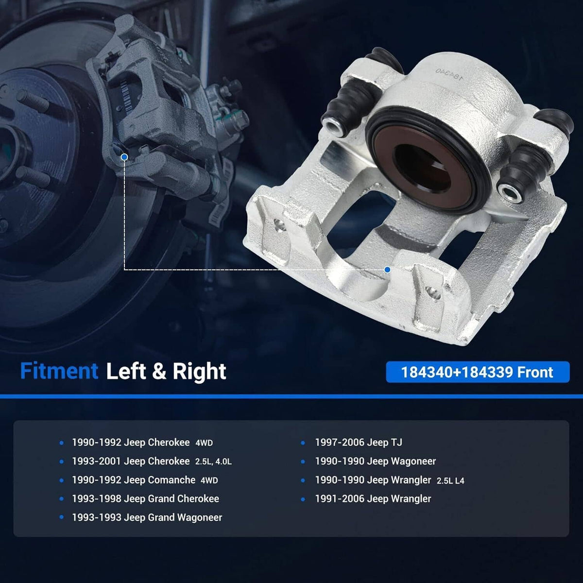 Solidspare 2x Front Brake Calipers for Jeep Grand Cherokee Comanche XJ Wrangler TJ LH & RH