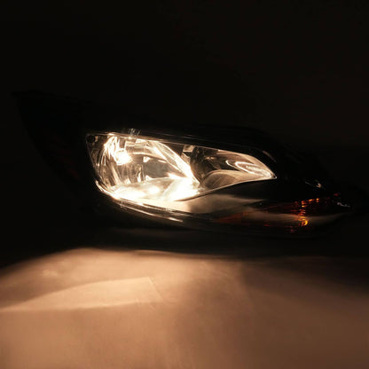 Solid Spare Black Right Passenger Side Headlight Clear Lens Halogen For Ford Focus 2012-2014