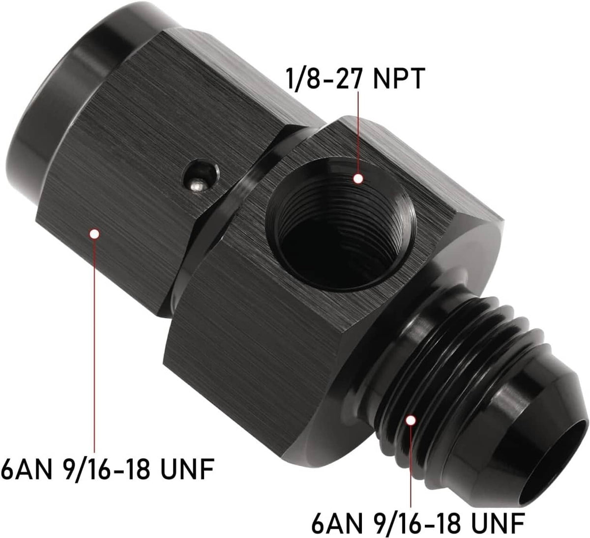 Solid Spare 6AN Male to 6AN Female Fitting With 1/8NPT Gauge Port Hose Adapter Fuel Pressure