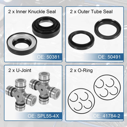 Solidspare Front Axle Seal And U Joint Kit For 1998-04 Ford F250 F350 Excursion DANA 50 60