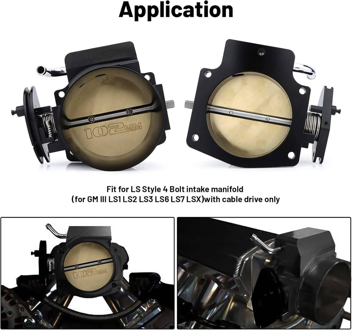 Solidspare 102mm Aluminum 4 Bolt Throttle Body & TPS IAC For GM Gen III LS1 LS2 LS6 LS7 LSX