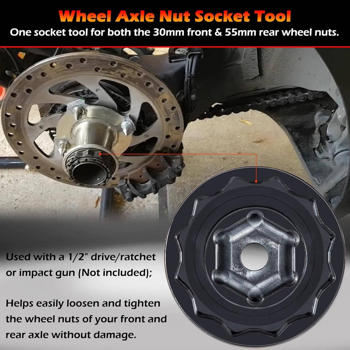 Solidspare Front Rear Wheel Axle Nut Socket Tool for Ducati ATVs Super Bike 1098 1198 1199