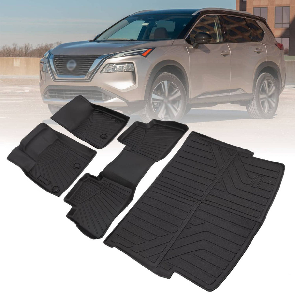 Solidspare For 2021-2025 2024 Nissan Rogue Front Floor Mats and Rear Cargo Liner  Full Set