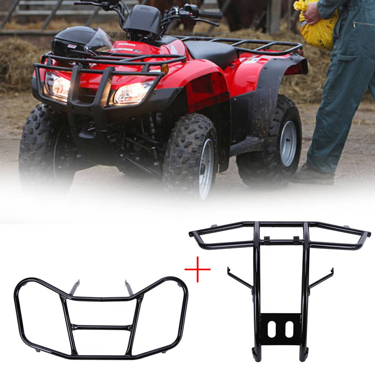 Solidspare Front Luggage Rack Carrier & Front Bumper For Honda Recon TRX250 TE&TM ES 05-Up