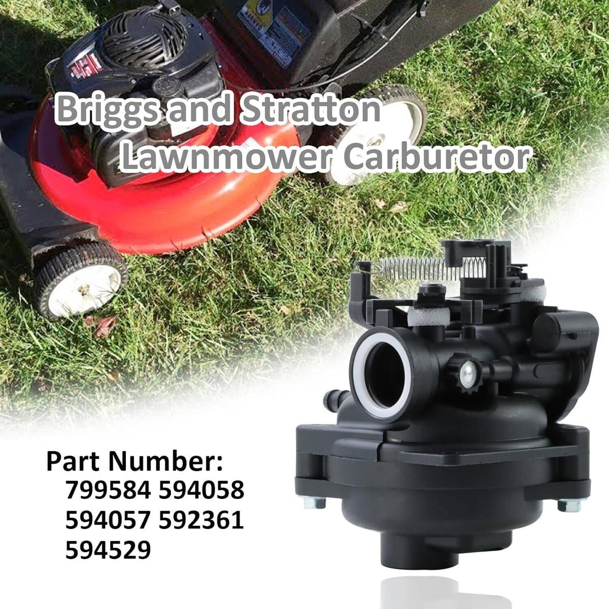 Solidspare 799584 Carburetor Kit for Briggs & Stratton 798452 593261 596505 Lawn Mower New