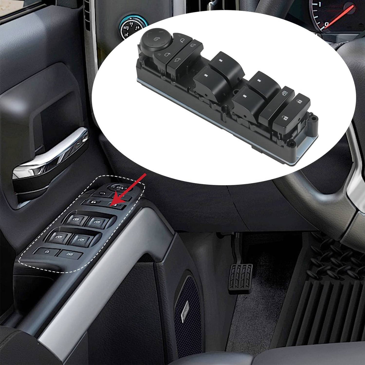 Solidspare Left Driver Door Window Switch Panel Control For 2007-14 Chevrolet GMC Cadillac