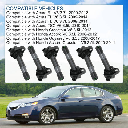 Solidspare 6 SET Ignition Coils + Iridium Spark Plugs for Honda Pilot Acura 2009-2015 UF603