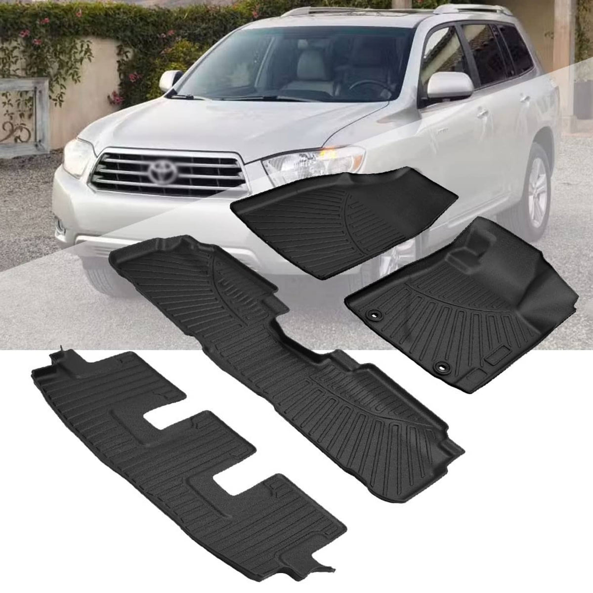 Solidspare Floor Mats for Toyota Highlander 2008-13 Non Hybrid All Weather TPE Floor Liners