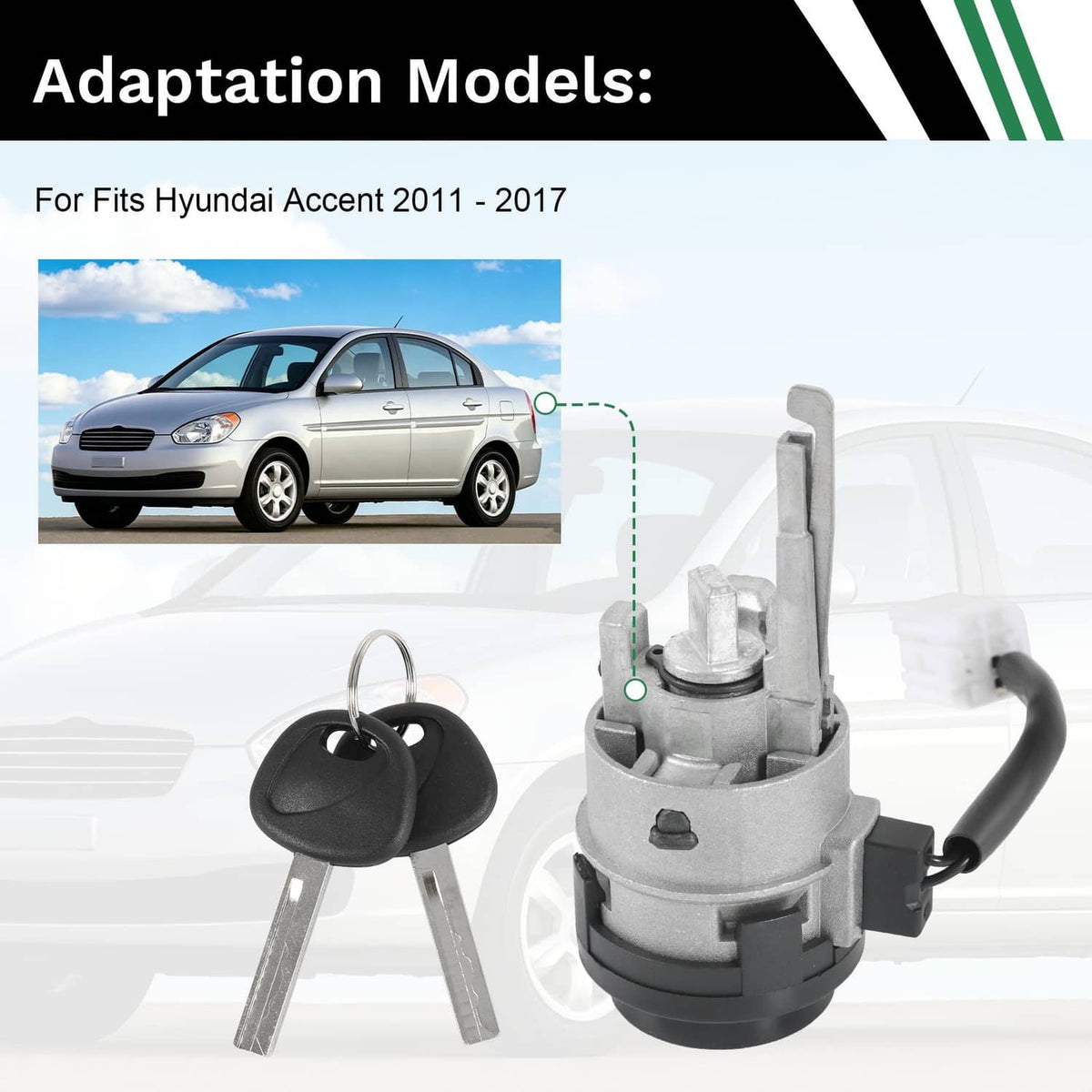 Solidspare For Hyundai Accent 1.6L 2012-2017 Ignition Lock Cylinder with 2 Keys 81900-1RJ00