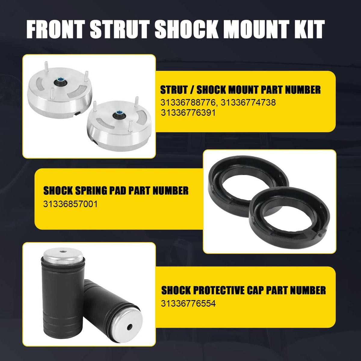 Solidspare Front Strut Shock Mount Support Upper Lower Bump Stop Kits Fit BMW X5 X6 E70 E71
