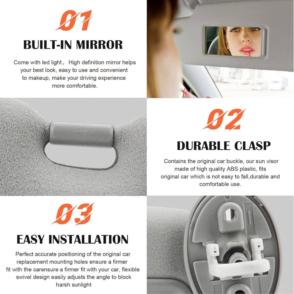 Solidspare Left & Right Gray Sun Visor w Sunroof Pair For 09-16 Toyota Venza 74320-0T022-B1