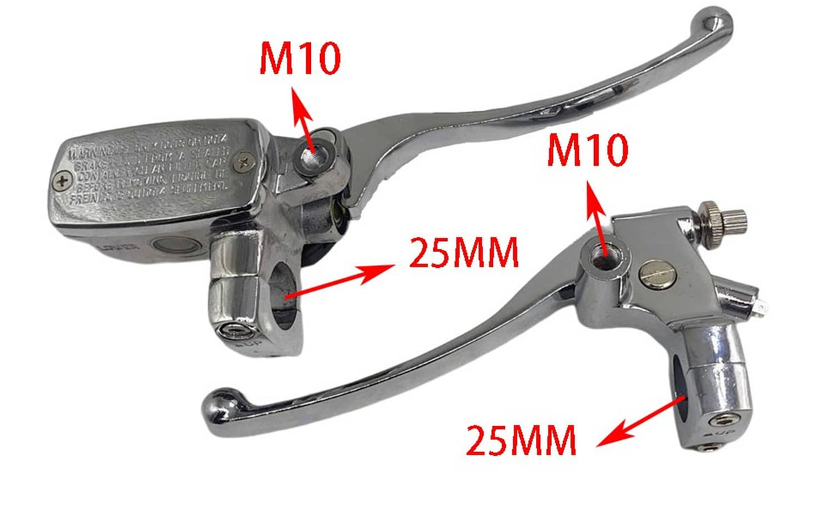 Solidspare 1" Motorcycle Handlebar Chrome 25mm Clutch Lever Master Cylinder Hydraulic Brake
