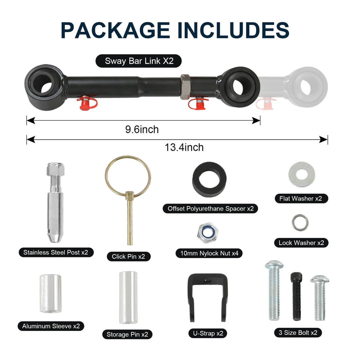 Solidspare Quick Disconnect Sway Bar Links For 98-06 TJ Cherokee 84-01 XJ with 2.5-6" Lifts