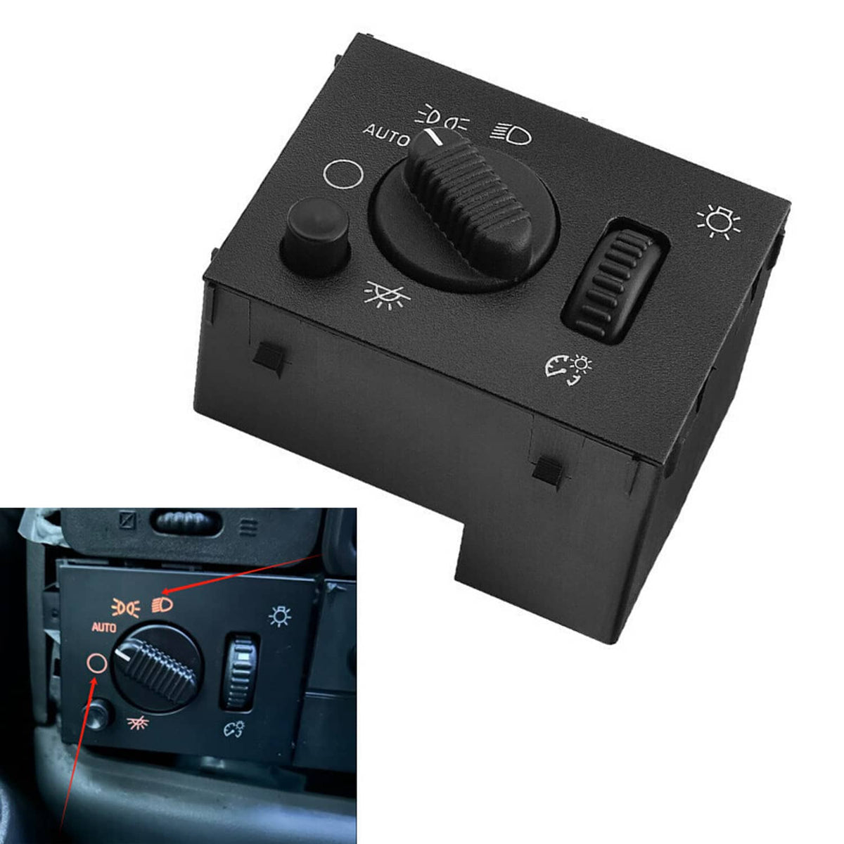 Solidspare LED Headlight Switch For 2003-2006 Chevy Silverado Suburban Tahoe Sierra Black