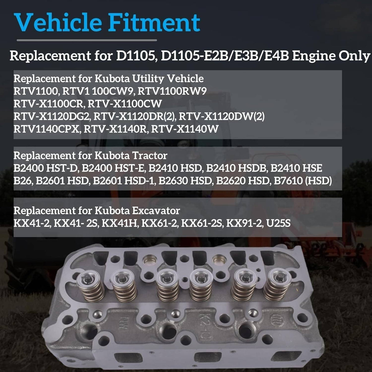 Solidspare Complete Cylinder Head Gasket Kit D1105 For Kubota RTV1100 RTV1100CW9 16022-0304