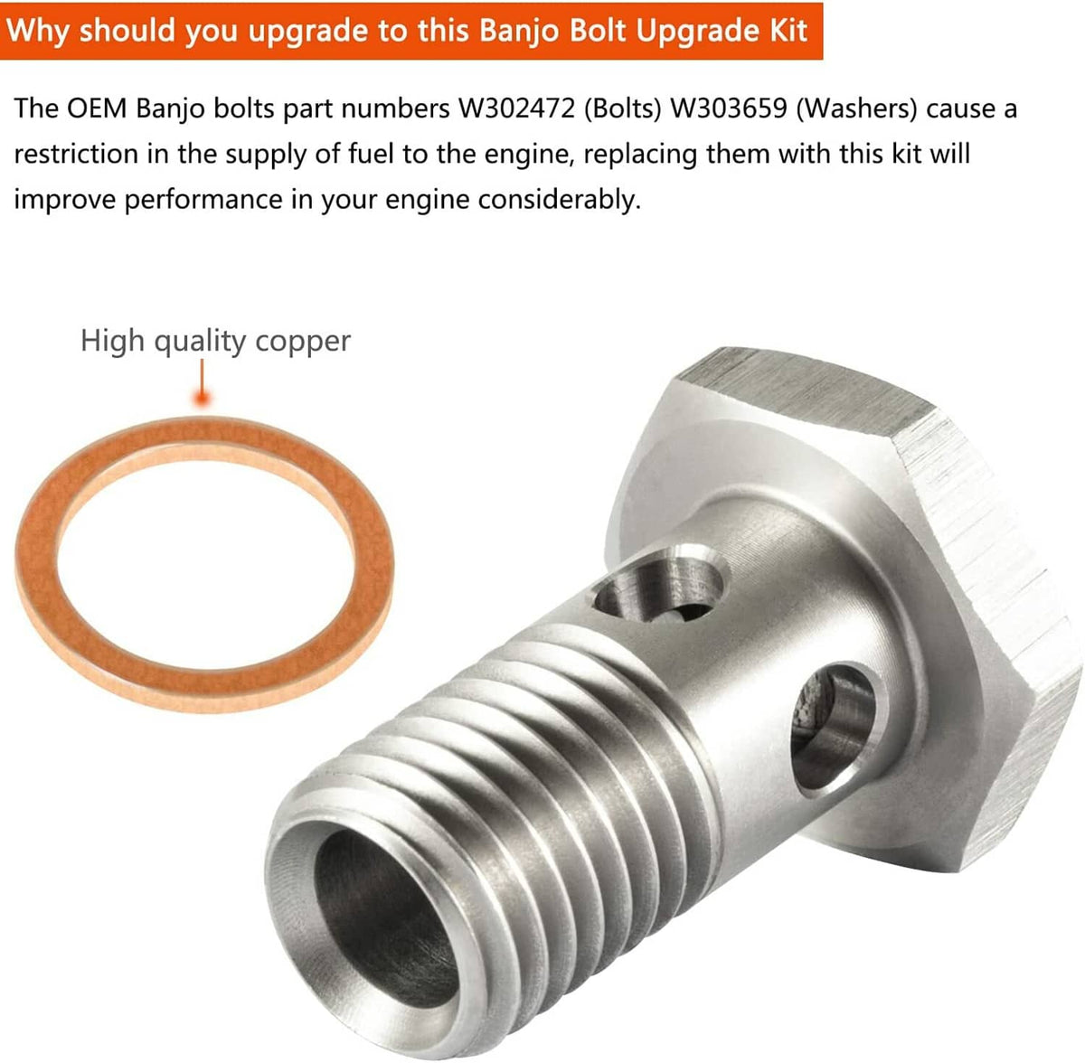 Solid Spare Fuel Banjo Bolt Ultra High Flow Upgrade Kit for Ford 6.0L & 6.4L Powerstroke