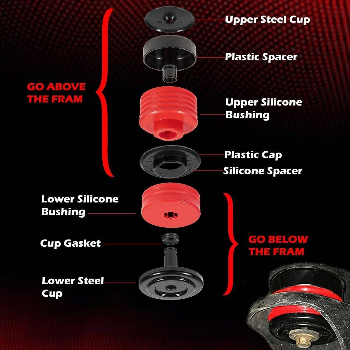 Solidspare Silicone Body Mount Bushing Kit for 2008-2016 Ford F250 F350 Super Duty Crew Cab