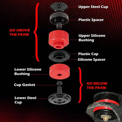 Solidspare Silicone Body Mount Bushing Kit for 2008-2016 Ford F250 F350 Super Duty Crew Cab