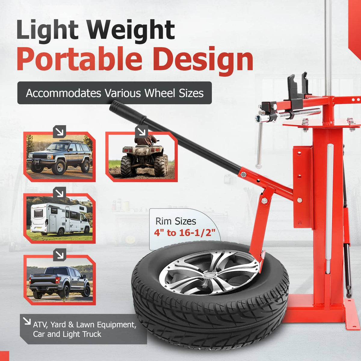 Solid Spare Multifunctional Manual Hand Tire Changer For 4" to 16.5" Tire ATV Truck Wheel