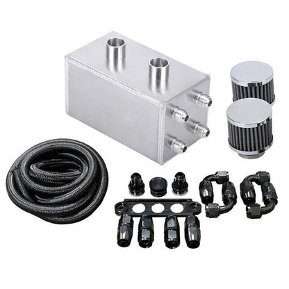 Solidspare New Pro Series Oil Catch Can for Honda Civic Acura Integra 4 Port -10AN w/Hoses