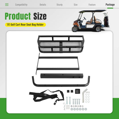 Solidspare Golf Bag Holder Rear Seat Attachment Rack For Club Car EZGO Yamaha Golf Cart