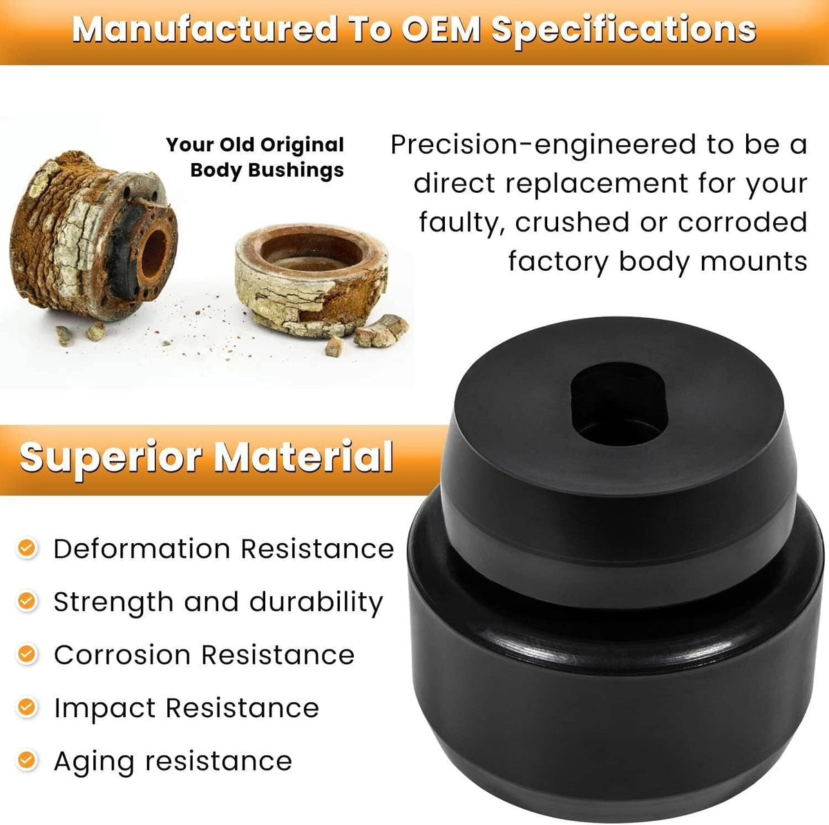 Solidspare 7-141 Body Cab Mount Bushing Kit For 99-14 Chevy Silverado GMC Sierra 1500/2500