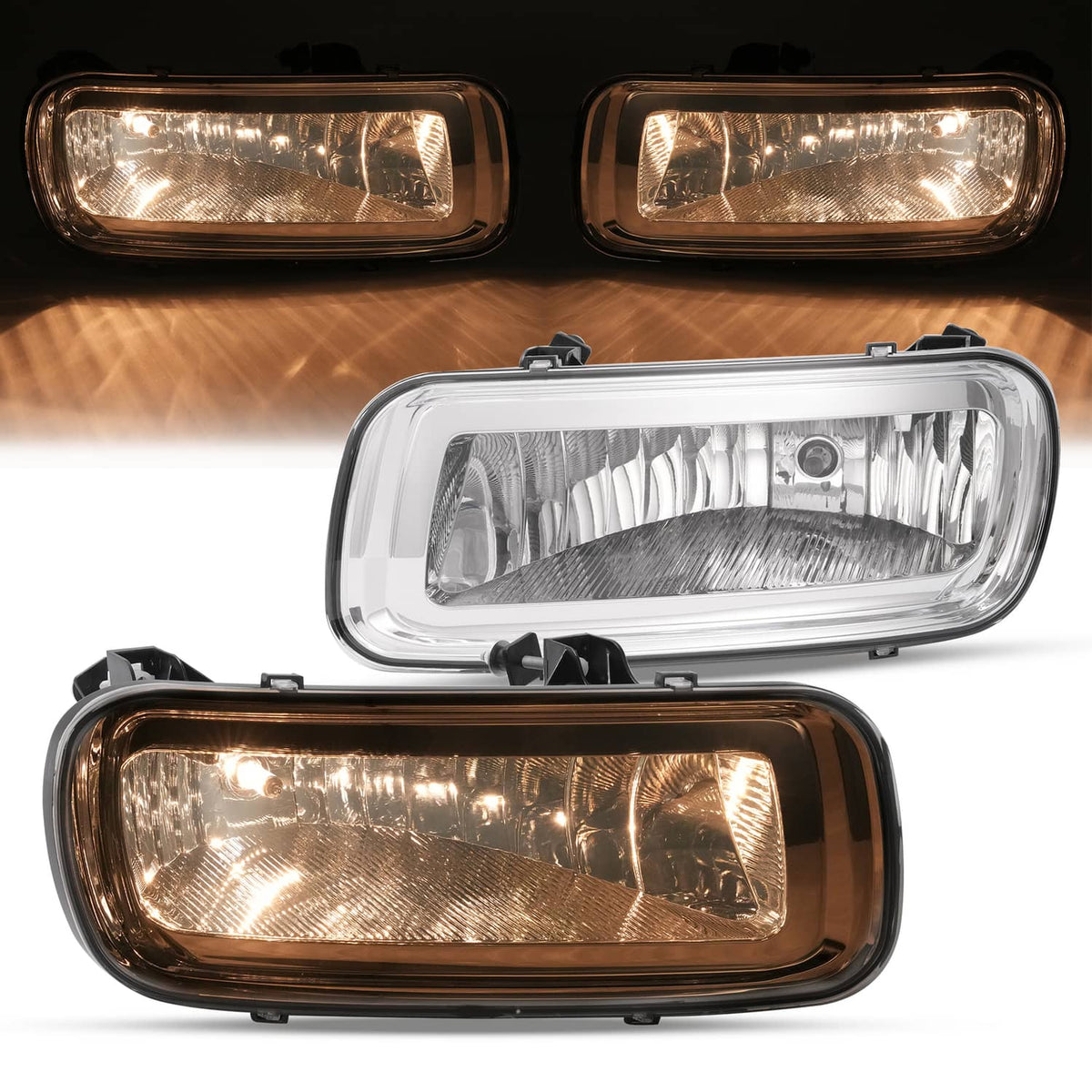 Solid Spare Fog Lights Assembly Clear Lens w/ Bulbs For 04-06 Ford F-150 06 Lincoln Mark LT
