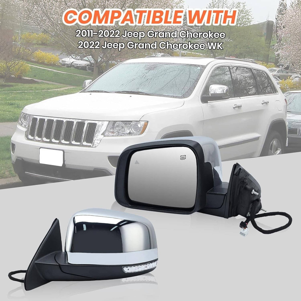 Solidspare Driver Side Mirror w/Manual Folding Blind Spot For 2011-2022 Jeep Grand Cherokee
