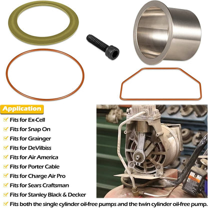 Solid Spare K-0650 Air Compressor Cylinder Sleeve and Ring Kit for DeVilbiss Porter Cable