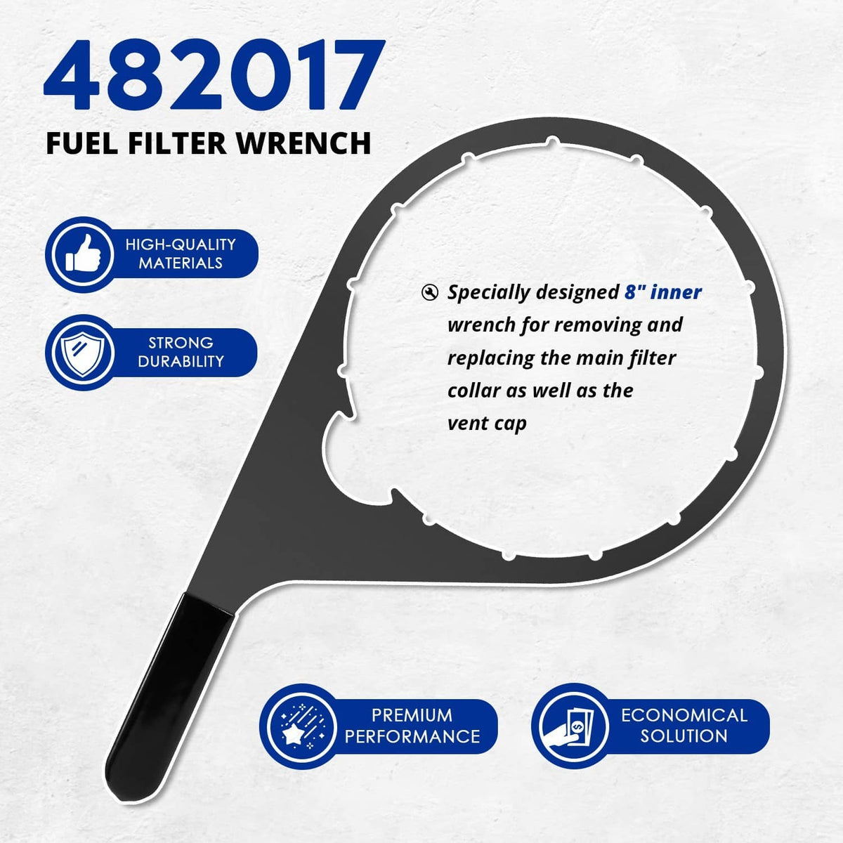 Solidspare 482017 8" Fuel Filter Collar Vent Cap Wrench For Fuel Pro 482, 483, 485,487, 488