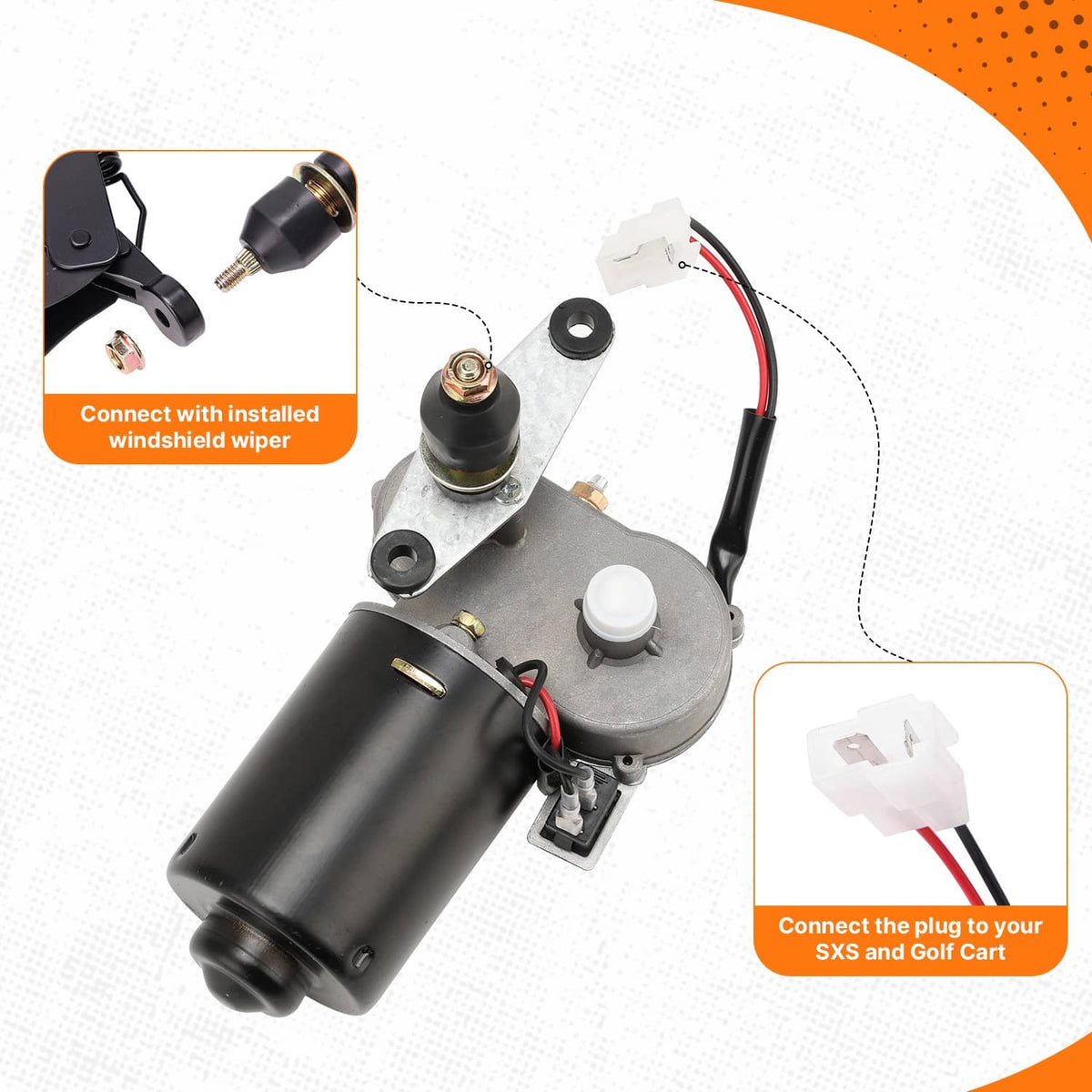 Solidspare For Polaris Ranger 570/800/900/1000 UTV 12V Electric Windshield Wiper Motor Kit